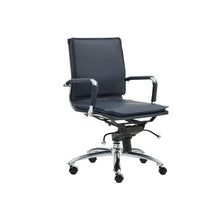 Load image into Gallery viewer, Classy Blue Leather & Chrome Modern Low Back Office Chair
