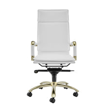 Load image into Gallery viewer, Professional High Back Office Chair in White Leather and Brushed Gold