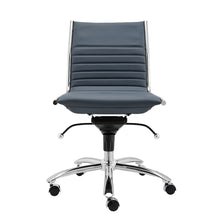 Load image into Gallery viewer, Classic Armless Blue Swivel Office Chair
