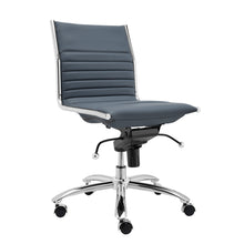 Load image into Gallery viewer, Classic Armless Blue Swivel Office Chair