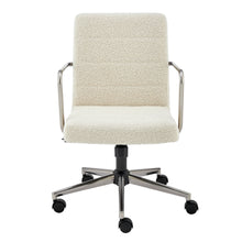 Load image into Gallery viewer, Plush Ivory Office Chair with Nickel Armrests