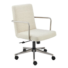 Load image into Gallery viewer, Plush Ivory Office Chair with Nickel Armrests