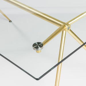 66" Premium Glass Executive Desk with Matte Brushed Gold Frame