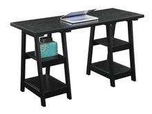 Load image into Gallery viewer, 54" Modern Black Double Trestle Computer Desk