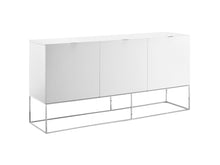 Load image into Gallery viewer, 71" White & Stainless High Gloss Lacquer Credenza