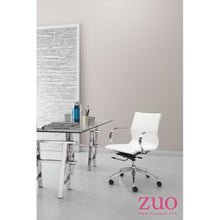 Load image into Gallery viewer, White Low-Back Leatherette Rolling Office Chair