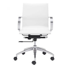 Load image into Gallery viewer, White Low-Back Leatherette Rolling Office Chair