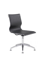 Load image into Gallery viewer, Black Leather & Chrome Stationary Conference Chair