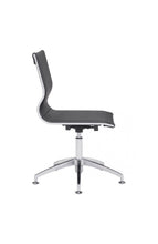 Load image into Gallery viewer, Black Leather & Chrome Stationary Conference Chair