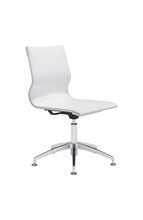 Load image into Gallery viewer, White Leather &amp; Chrome Stationary Conference Chair
