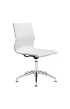 Load image into Gallery viewer, White Leather & Chrome Stationary Conference Chair