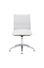 Load image into Gallery viewer, White Leather & Chrome Stationary Conference Chair