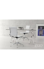 Load image into Gallery viewer, White Leather &amp; Chrome Stationary Conference Chair

