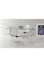 Load image into Gallery viewer, White Leather & Chrome Stationary Conference Chair