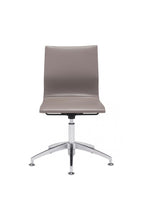 Load image into Gallery viewer, Taupe Leather & Chrome Stationary Conference Chair