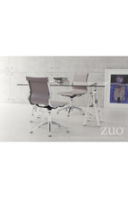 Load image into Gallery viewer, Taupe Leather & Chrome Stationary Conference Chair