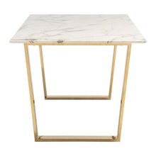 Load image into Gallery viewer, Modern 71" Faux Marble Office Desk with Brass-Plated Steel Legs