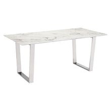 Load image into Gallery viewer, Modern 71" Faux Marble Desk or Meeting Table with Brushed Stainless Steel Legs