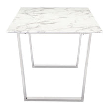 Load image into Gallery viewer, Modern 71" Faux Marble Desk or Meeting Table with Brushed Stainless Steel Legs