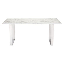 Load image into Gallery viewer, Modern 71" Faux Marble Desk or Meeting Table with Brushed Stainless Steel Legs