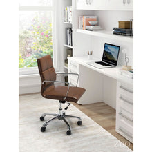 Load image into Gallery viewer, Classic Rolling Office Chair in Brown Leatherette