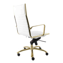 Load image into Gallery viewer, White Faux Leather & Brushed Gold Aluminum Office Chair