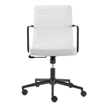 Load image into Gallery viewer, White Leatherette Office Chair with Metal Armrests