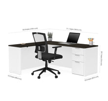 Load image into Gallery viewer, 71" x 62" Modern L-shaped Desk in White & Deep Gray
