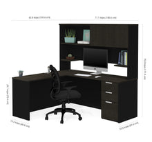 Load image into Gallery viewer, Deep Gray & Black Single Pedestal L-shaped Desk and Hutch