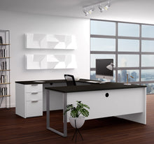Load image into Gallery viewer, White & Deep Gray U-shaped Modern Desk
