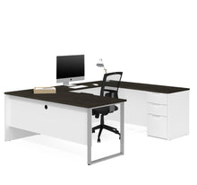 Load image into Gallery viewer, White & Deep Gray U-shaped Modern Desk