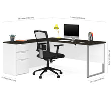 Load image into Gallery viewer, White & Deep Gray L-shaped Contemporary Single Pedestal Desk