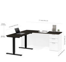 Load image into Gallery viewer, Deep Gray & White Modern L-shaped Desk with Height Adjustable Side