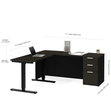 Load image into Gallery viewer, Modern L-shaped Desk in Deep Gray & Black with Height Adjustable Side