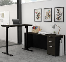 Load image into Gallery viewer, Modern L-shaped Desk in Deep Gray & Black with Height Adjustable Side