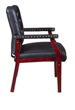 Load image into Gallery viewer, Black Vinyl and Mahogany Conference / Guest Chair
