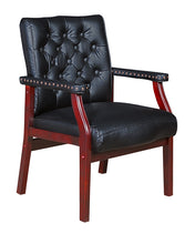 Load image into Gallery viewer, Black Vinyl and Mahogany Conference / Guest Chair