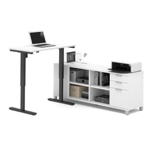 Load image into Gallery viewer, Premium Standing Desk (Adjusts from 28-45" H) with Credenza in White