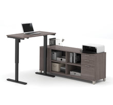 Load image into Gallery viewer, Premium Standing Desk (Adjusts from 28-45" H) with Credenza in Bark Gray