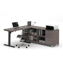Load image into Gallery viewer, Premium Standing Desk (Adjusts from 28-45" H) with Credenza in Bark Gray