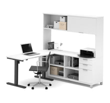 Load image into Gallery viewer, Premium Sit-Stand Desk with Credenza & Hutch in White