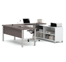 Load image into Gallery viewer, Premium Modern U-shaped Desk in White & Bark Gray