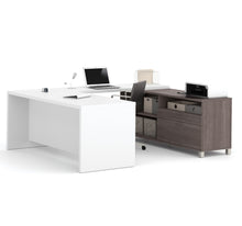 Load image into Gallery viewer, Premium Modern U-shaped Desk in White & Bark Gray
