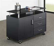Load image into Gallery viewer, Mobile Laptop Stand in Graphite with Shelving &amp; Storage Drawer
