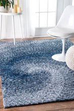 Load image into Gallery viewer, Polyester Office Rug in Swirl of Blue Shades (Multiple Sizes Available)