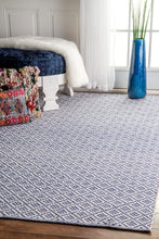 Load image into Gallery viewer, Hand-Loomed Cotton Indoor Office Rug in Navy (Multiple Dimensions)