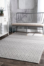 Load image into Gallery viewer, Hand-Loomed Cotton Indoor Office Rug in Gray (Multiple Dimensions)