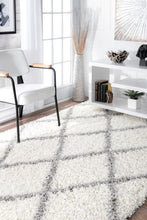 Load image into Gallery viewer, White & Grey Office Rug w/ Crisscross Design (Multiple Sizes)