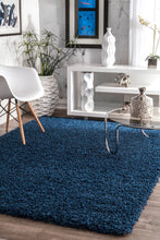 Load image into Gallery viewer, Comforting Office Rug in Blue Plush Shag