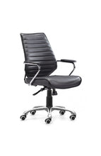 Load image into Gallery viewer, Elegant Black Leather & Chrome Mid-Back Chair